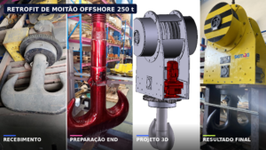 retrofit de moitão offshore de 250 toneladas com etapas de recebimento, inspeção, projeto 3D e resultado final